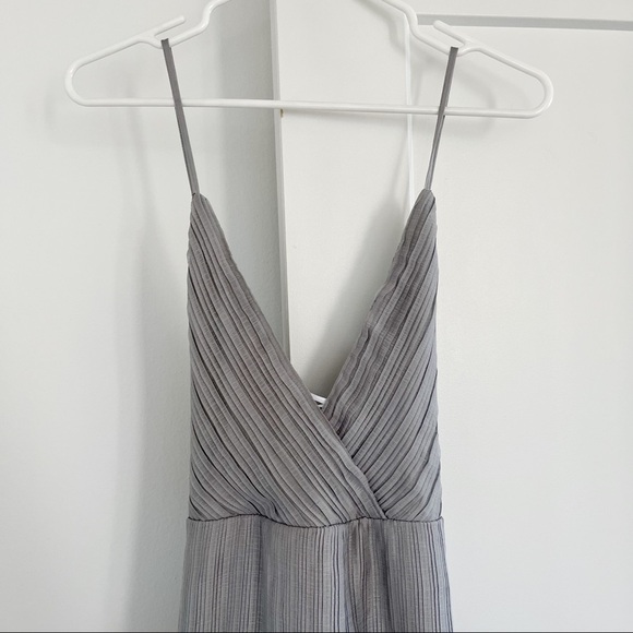 Lulus Dress Cheers and Tiers Dusty Blue Pleated Tiered Mini NWT XL - Picture 5 of 8